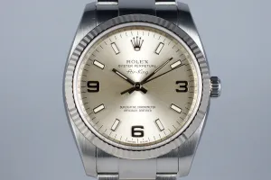 2007 Rolex Air King 114200 Silver 3/6/9 Dial