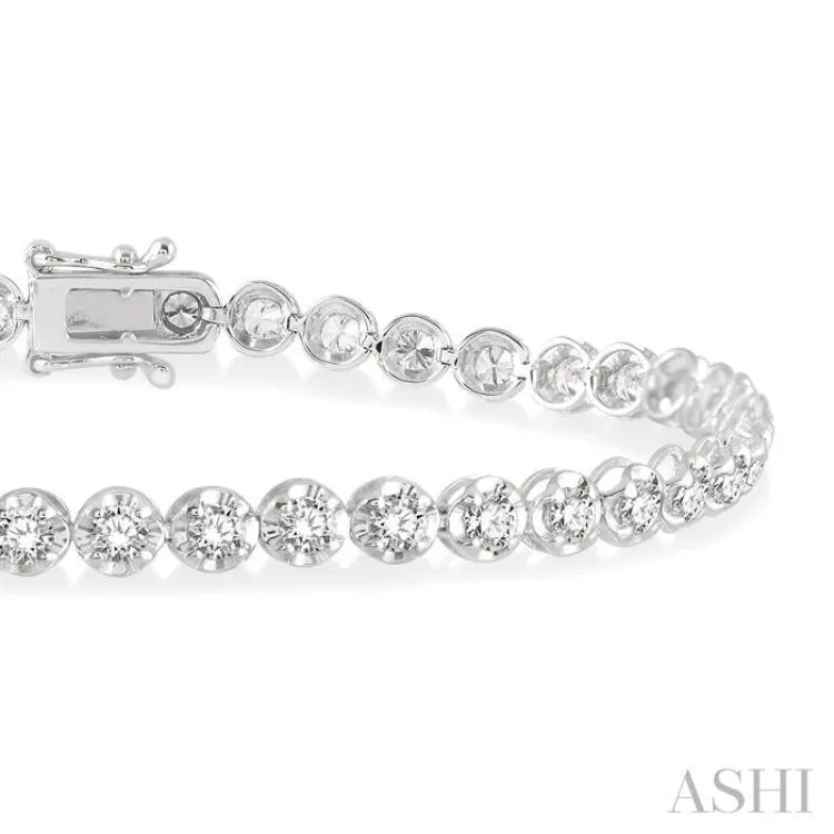 3 Ctw Round Cut Diamond Illusion Tennis Bracelet in 10K White Gold