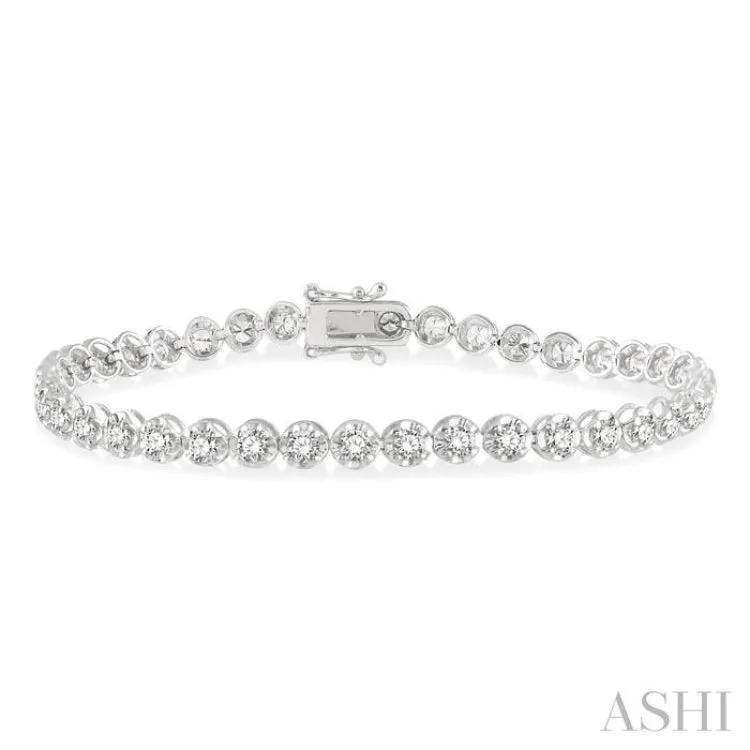 3 Ctw Round Cut Diamond Illusion Tennis Bracelet in 10K White Gold