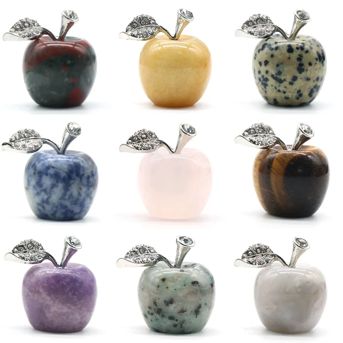 30MM Handmade Craved Lepidolite Apple Crafts Statue Figurines Home Living Room Bedroom Decoration Gifts