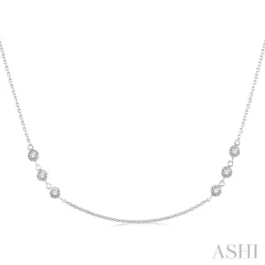 3/4 Ctw Round Cut Diamond Station Necklace in 14K White Gold