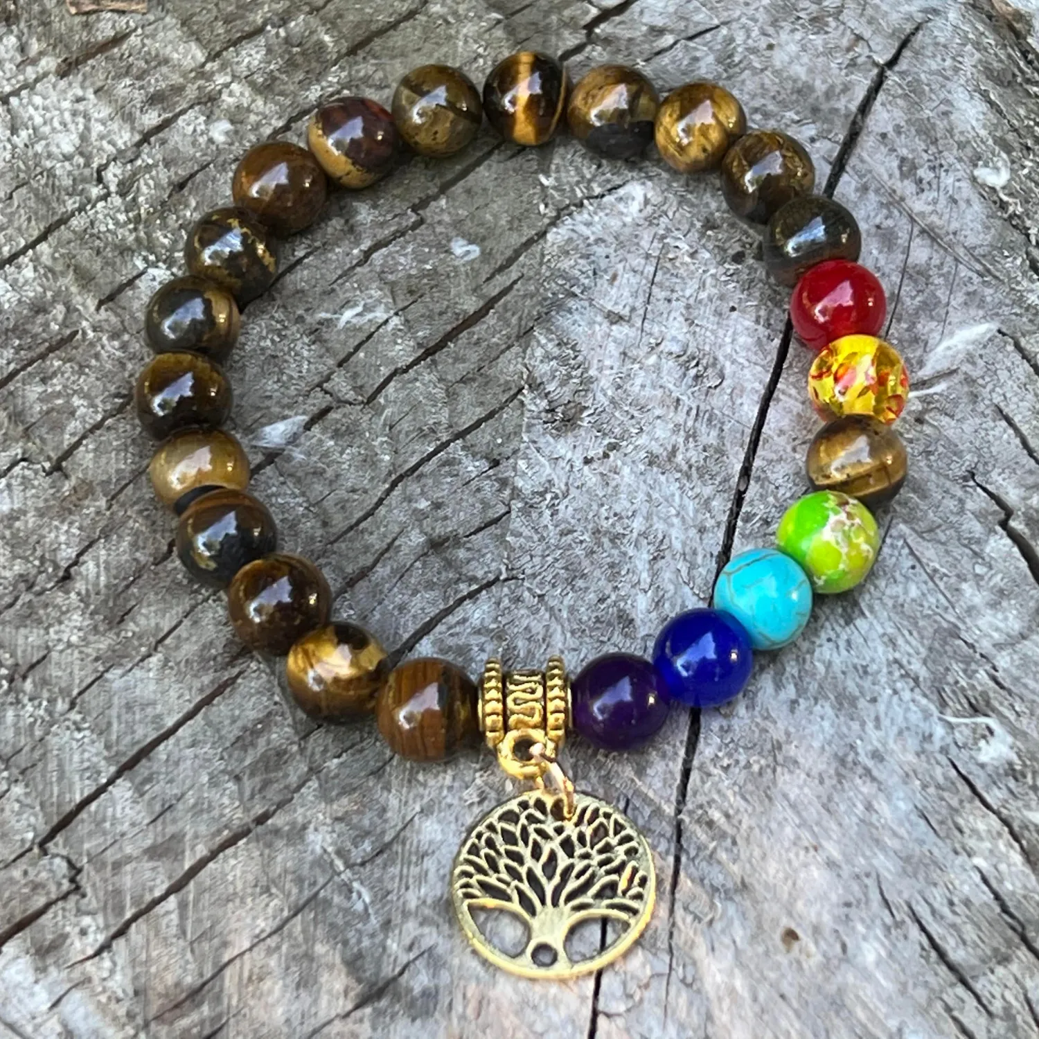 7 Chakra Protection Bracelet With Tiger Eye