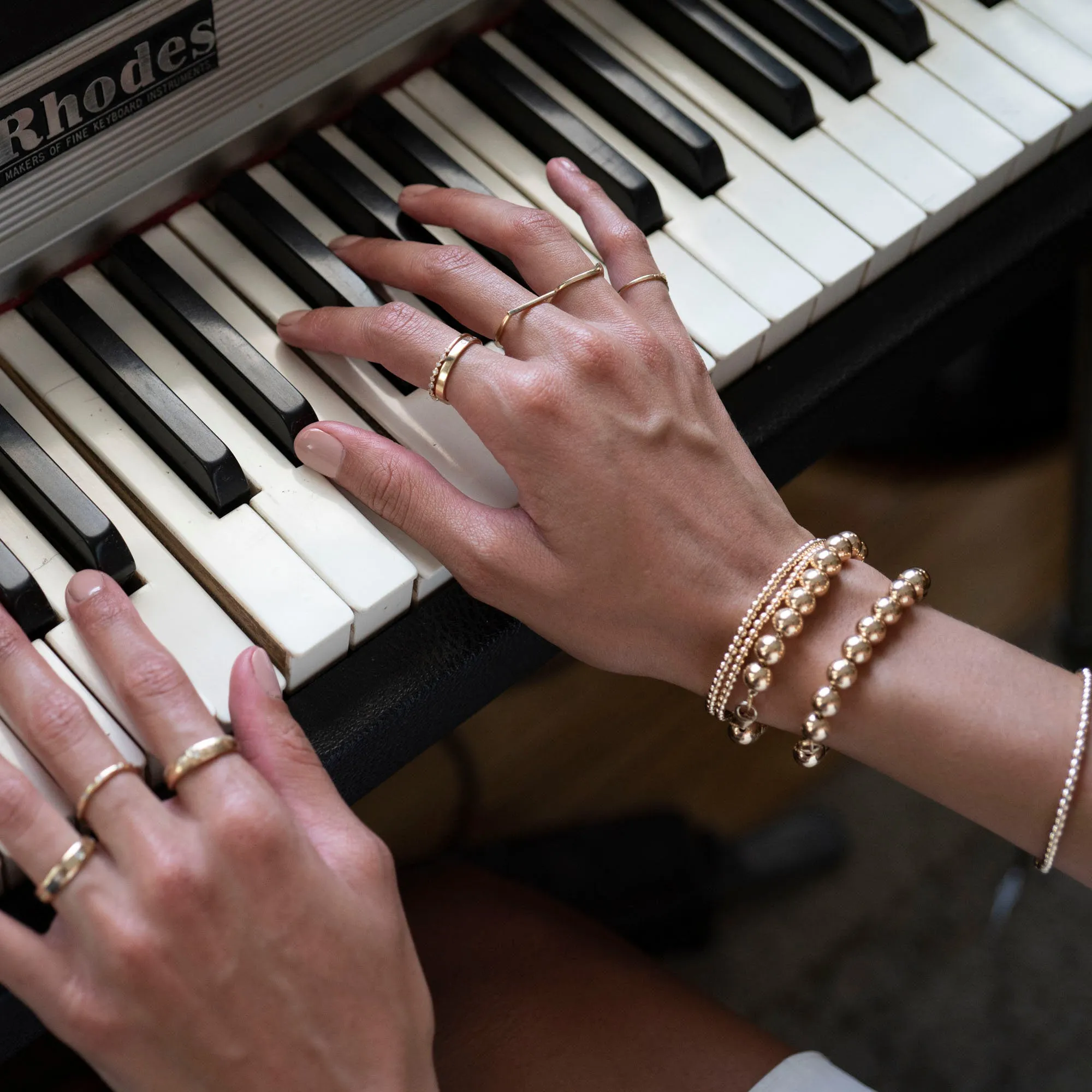 8mm Gold Beaded Bracelet