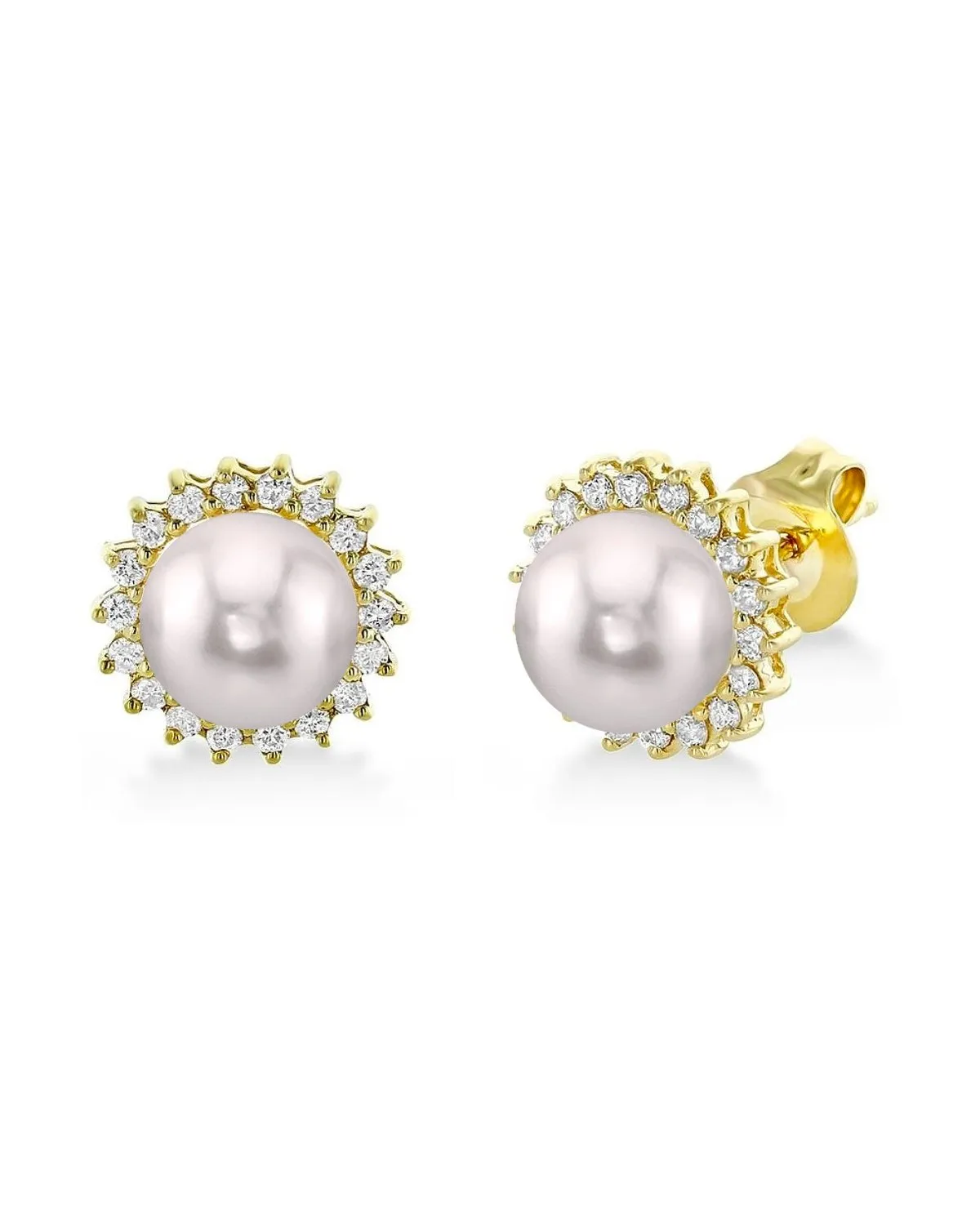 Akoya Pearl & Diamond Halo Stud Earrings