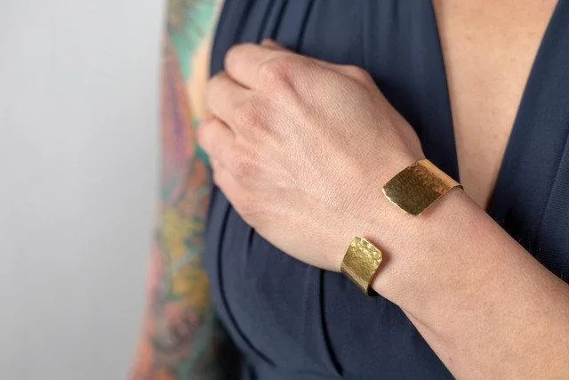 Amanda Moran Designs Handmade Tapered Hammered Brass Cuff Bracelet