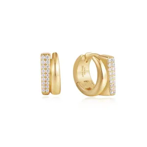 Ania Haie Gold Pave Double Huggie Hoop Earrings