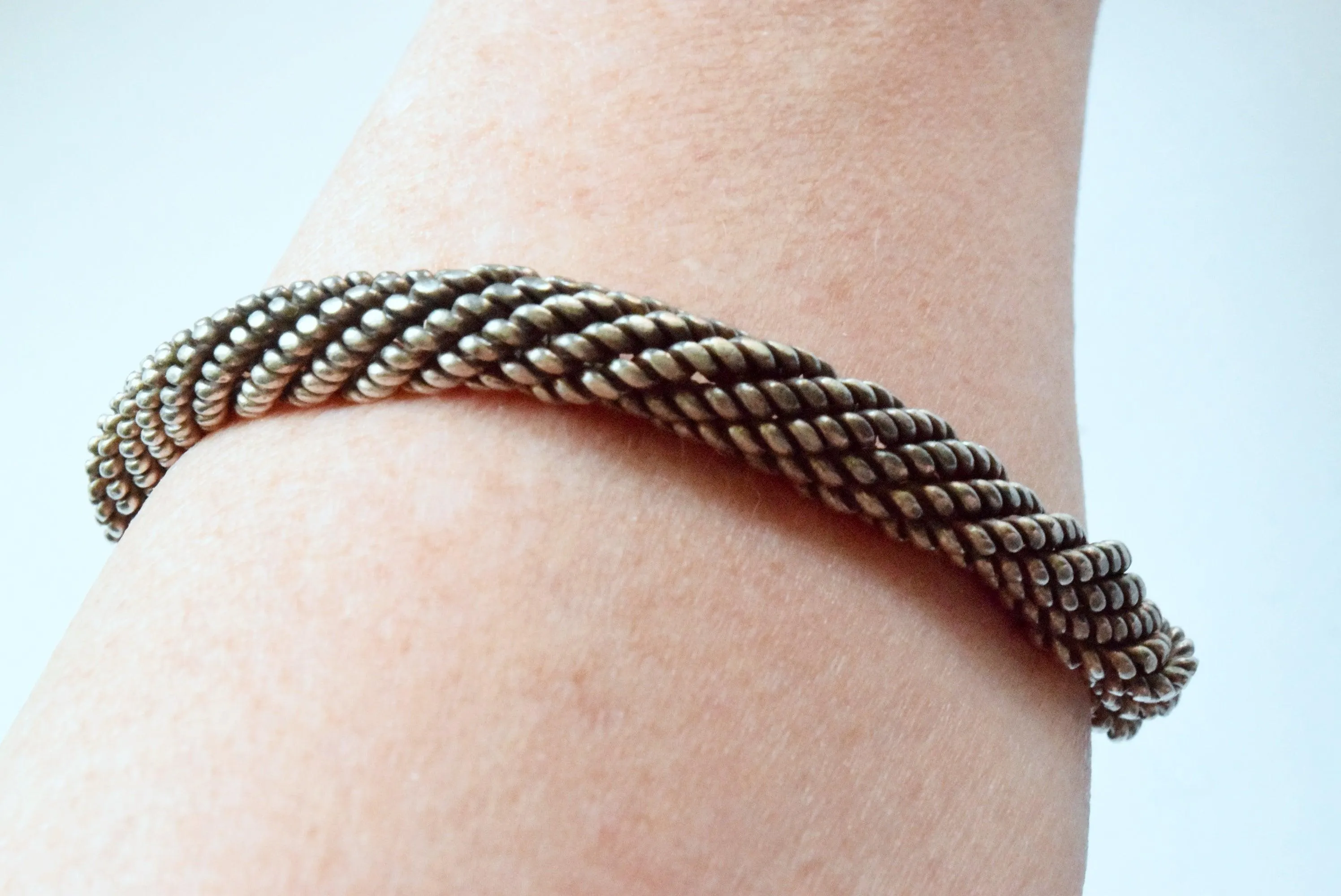 Antique Chinese Silver Twisted Wire Cuff Bracelet