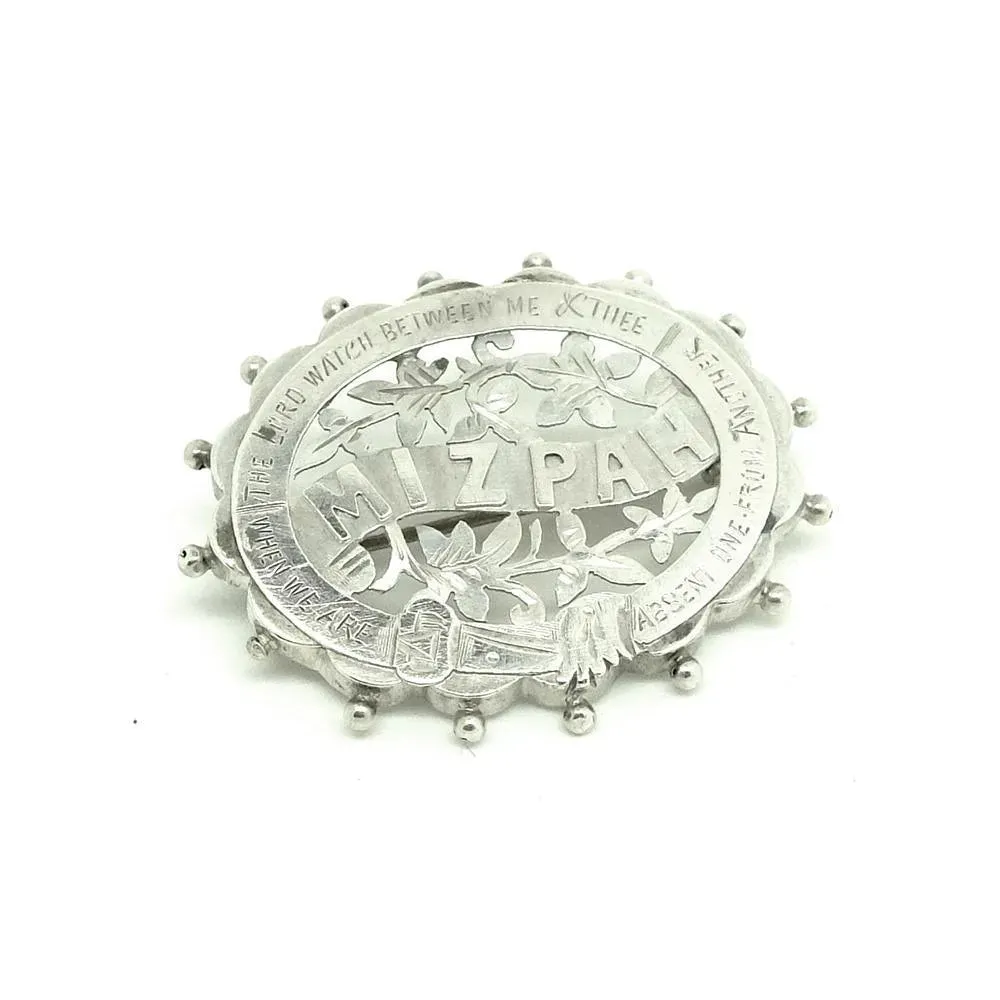 Antique Victorian 1892 Mizpah Sterling Silver Brooch