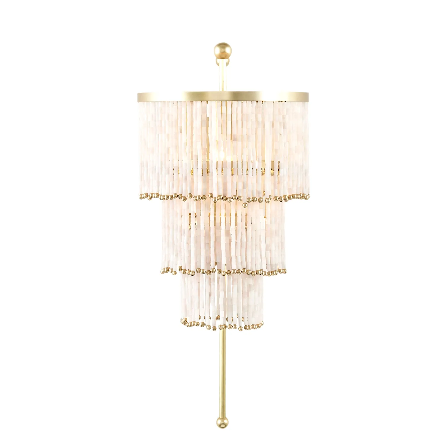 Art Deco Wall Light With Blush Pink Quartz Straws