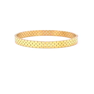 Ashley Gold Stainless Steel Gold Plated Brick Design Bangle Bracelet