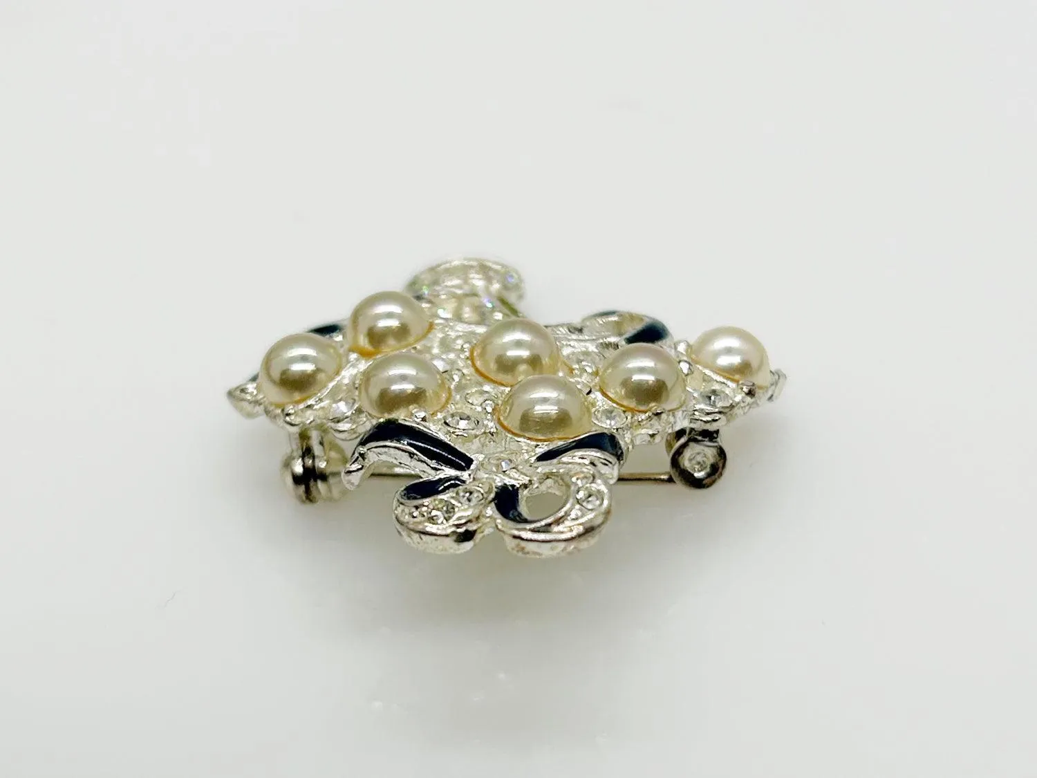 Avon Rhinestones, Enamel and Faux Pearls Basket Pin