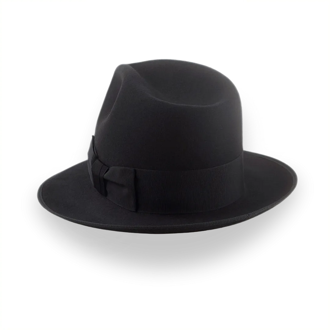 Black High Crown Fedora Hat with Custom Sizes | The Castor