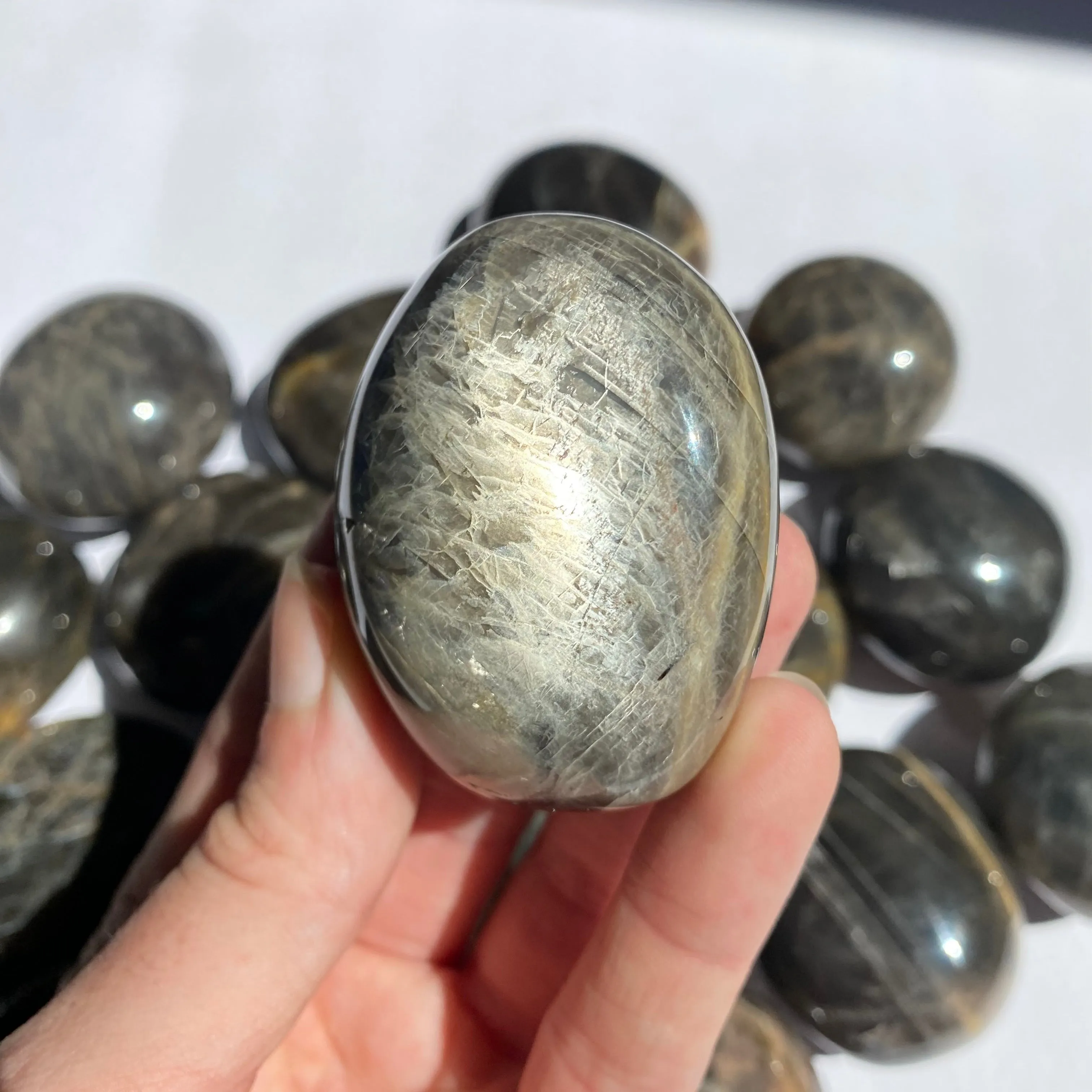 Black Moonstone Palm Stone