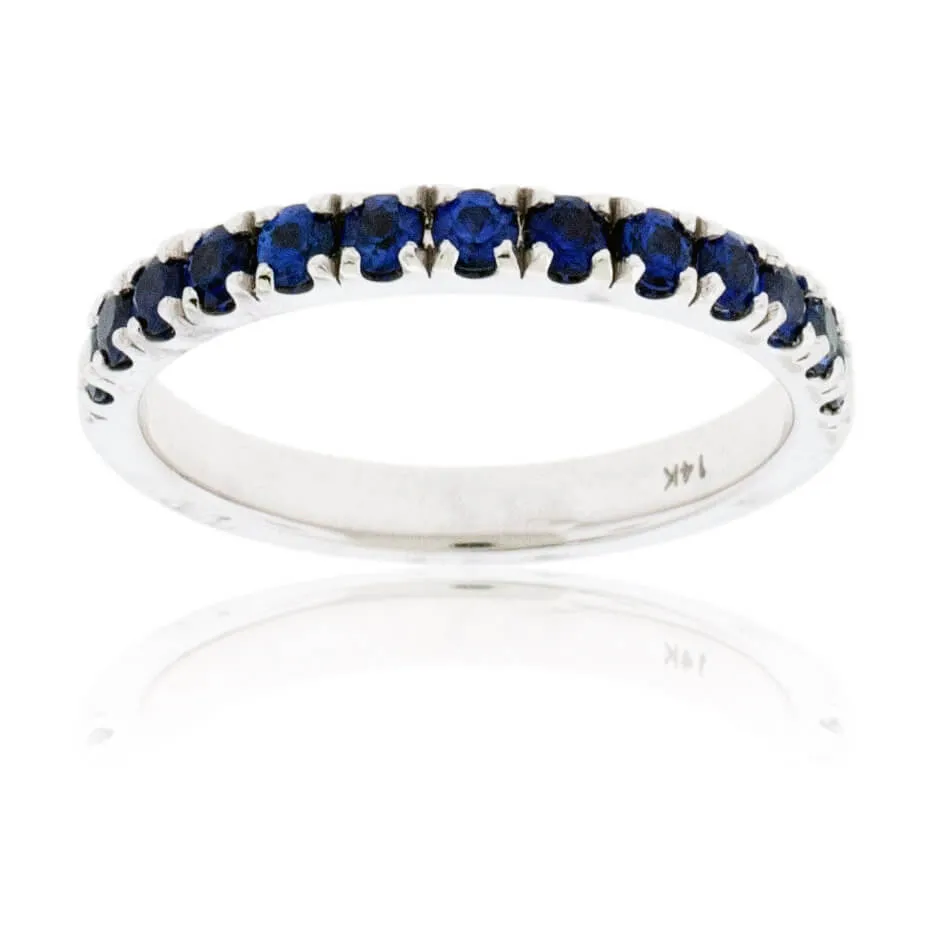 Blue Sapphire White Gold Band