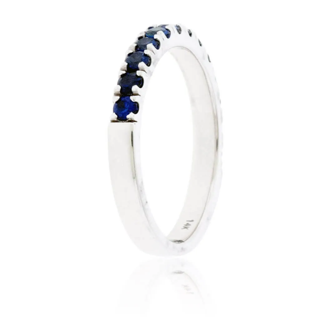 Blue Sapphire White Gold Band