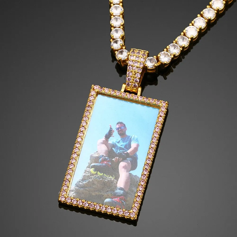 Brand New Custom Made Rectangle Photo Medallion Necklace