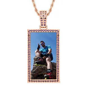 Brand New Custom Made Rectangle Photo Medallion Necklace