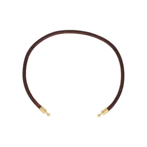 Brown Leather Cord Customizable Bracelet for Men and Women, Gold-plated Brass, 7 inches Long, Zindis Collection