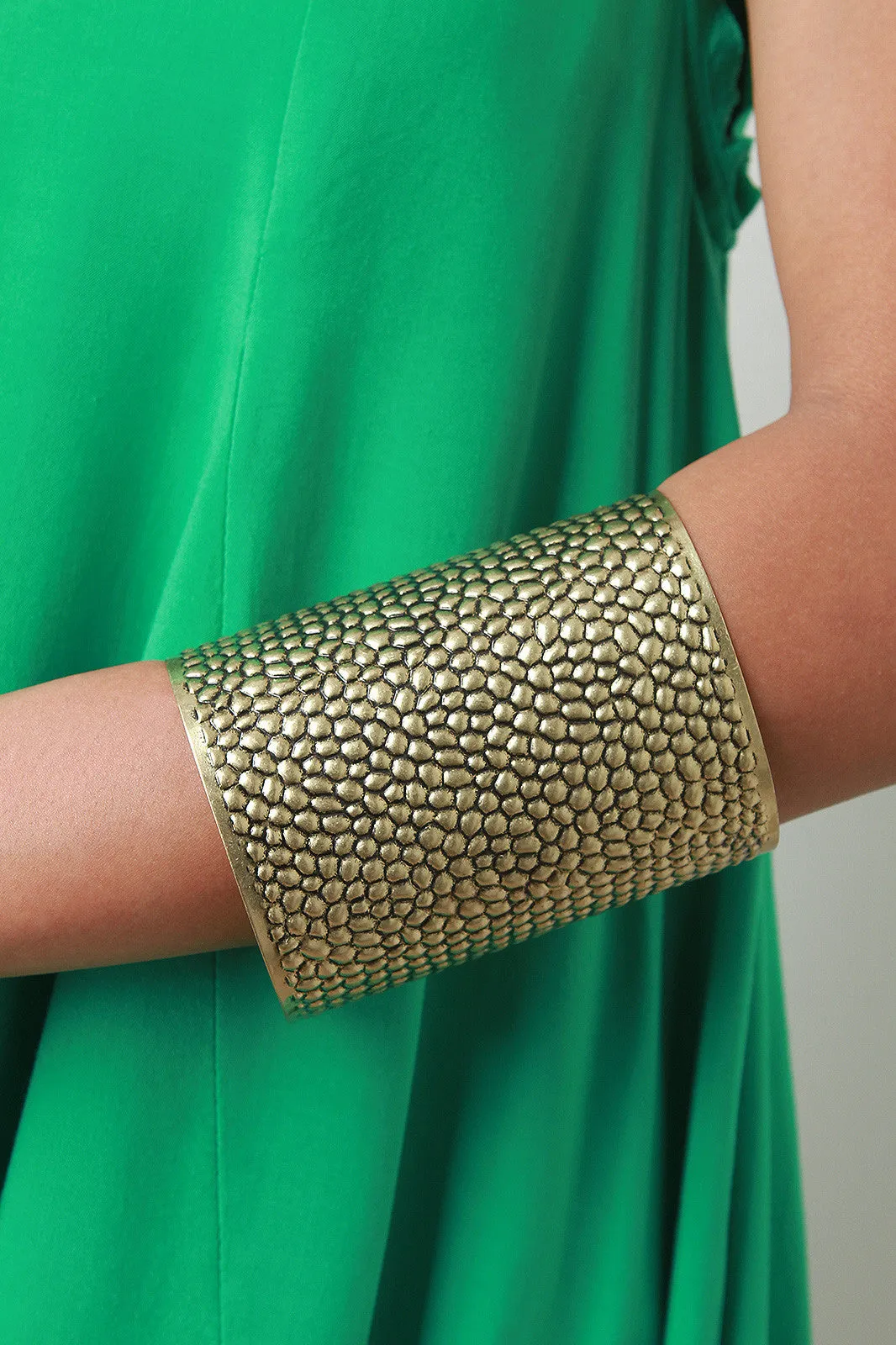 Burnished Pebbled Metallic Cuff Bracelet