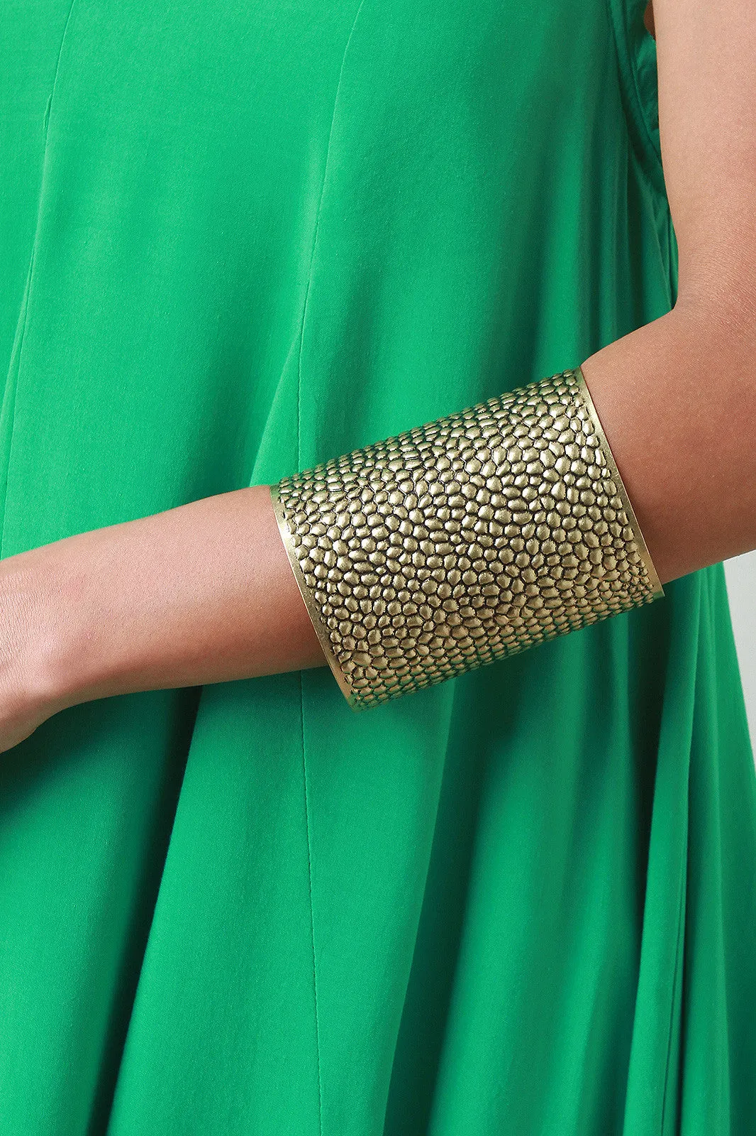 Burnished Pebbled Metallic Cuff Bracelet