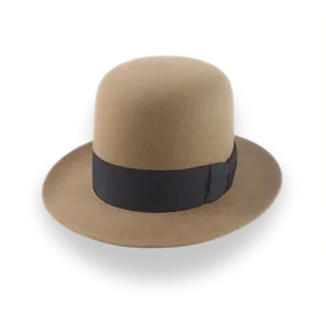 Camel Open Crown Fedora Hat in Malleable Beaver Fur Felt | The Benedict