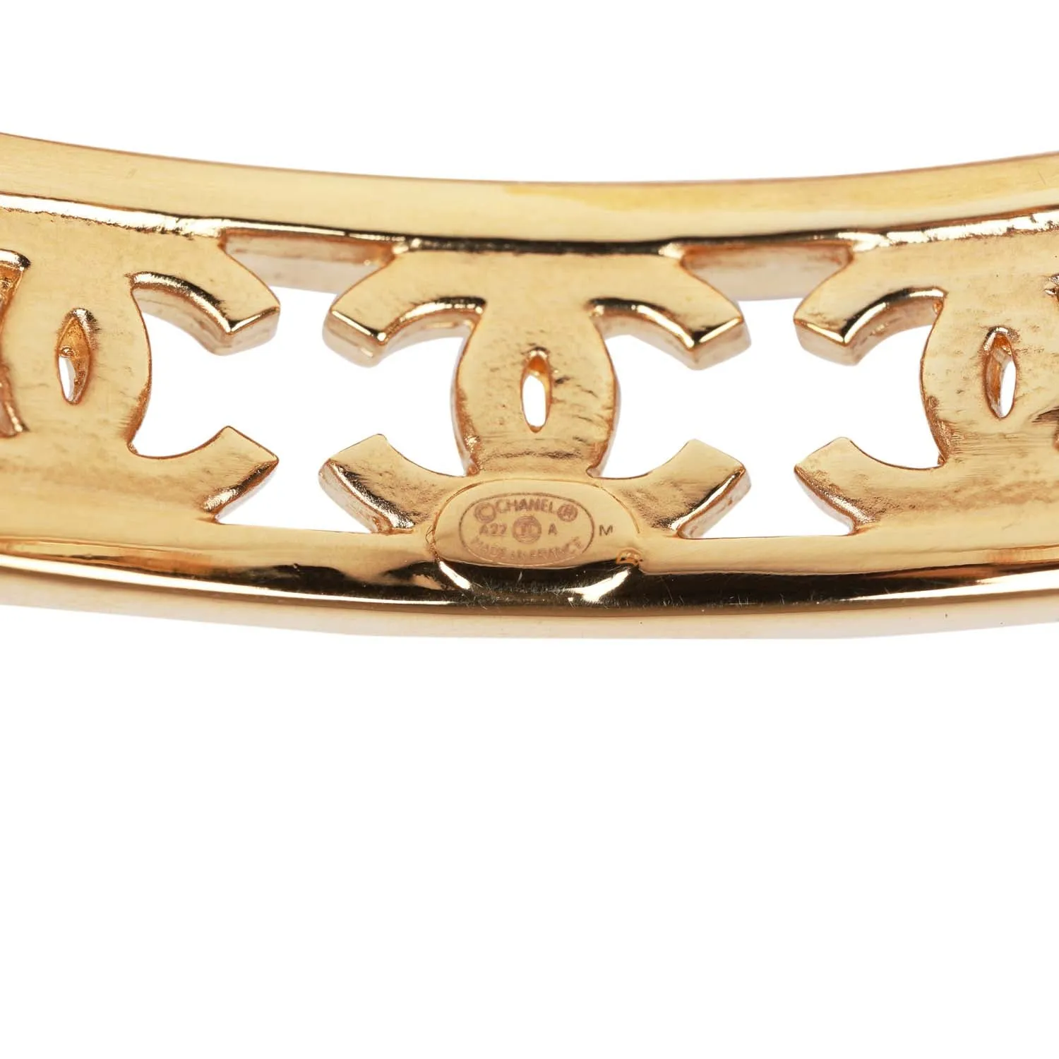 Chanel Crystal CC Gold Cuff Bracelet