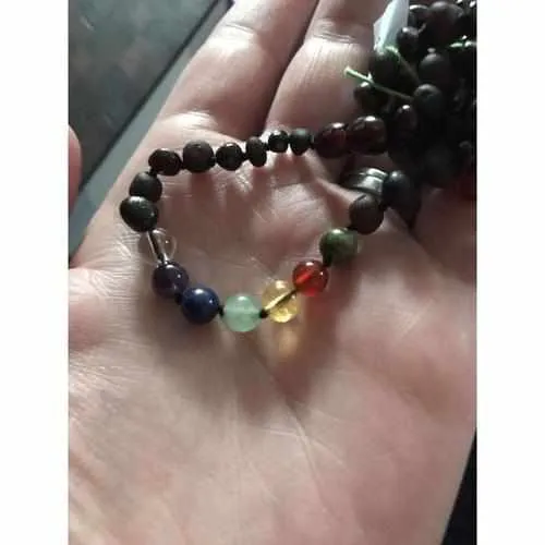 Child Chakra Rainbow After The Storm Mixed Cherry Baltic Amber Anklet Bracelet