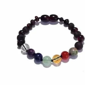 Child Chakra Rainbow After The Storm Mixed Cherry Baltic Amber Anklet Bracelet