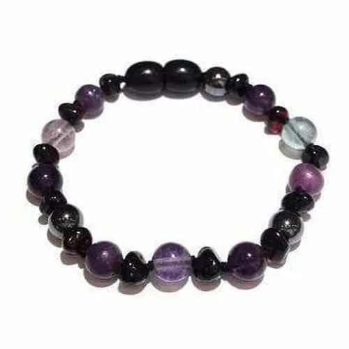 Childs Midnight Eirene Gemstone and Black Cherry Baltic Amber Necklace