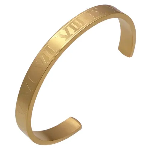 Classy Men Gold Roman Numeral Cuff Bracelet