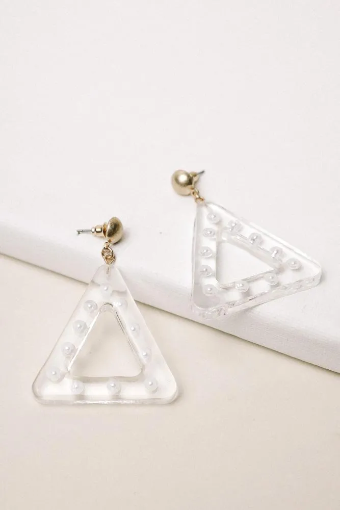 Clear Triangle Earrings