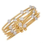 Crisscross Cuff Bracelet 18kt yellow gold & diamonds