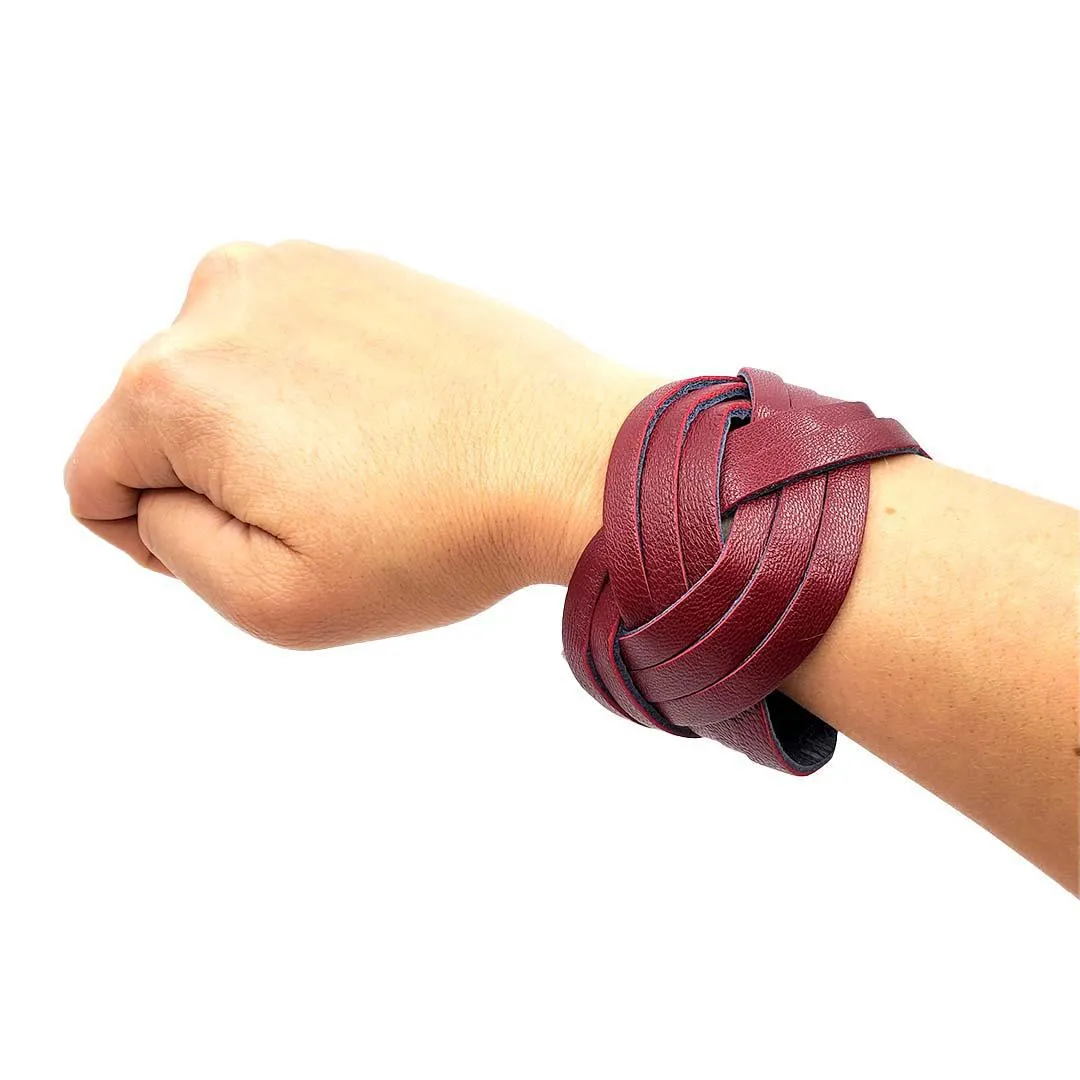 Cuff - Braid Reversible (Cranberry Red and Midnight Blue) by Oliotto