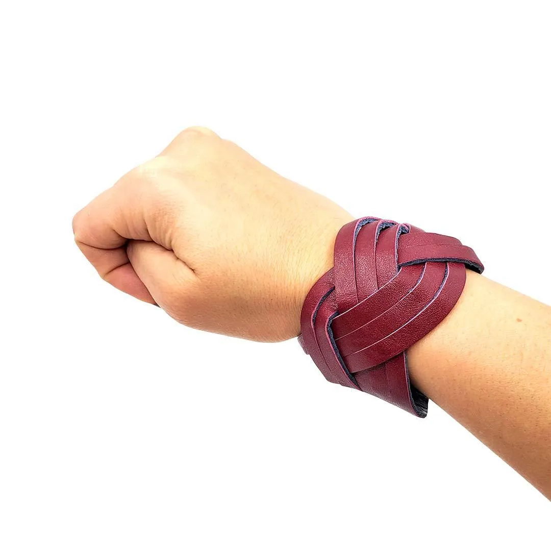 Cuff - Braid Reversible (Cranberry Red and Midnight Blue) by Oliotto