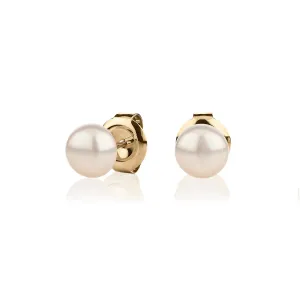 Cultured freshwater pearl 6.5mm stud earrings in 10 carat yellow gold