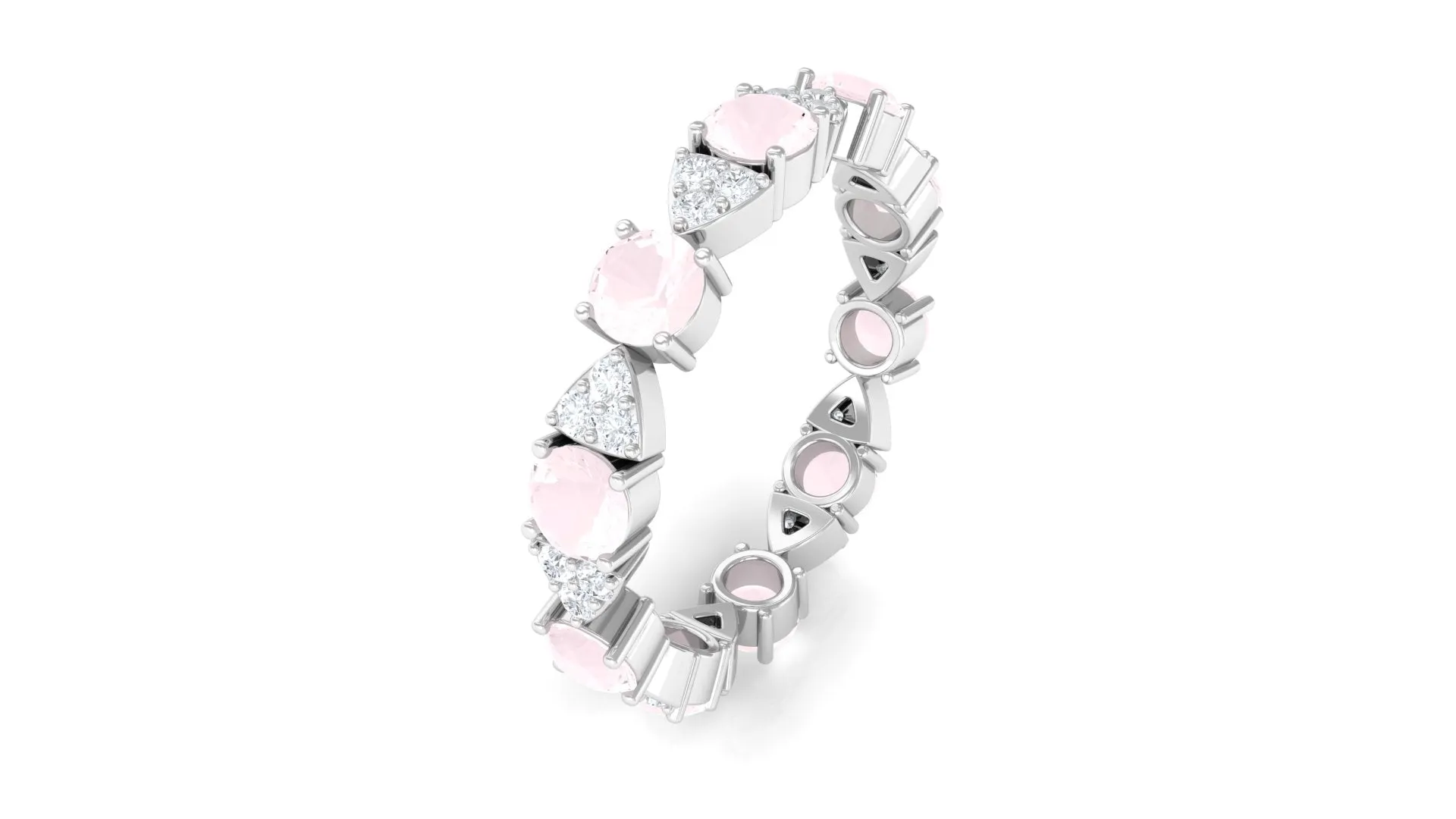 Designer Rose Quartz and Diamond Eternity Ring