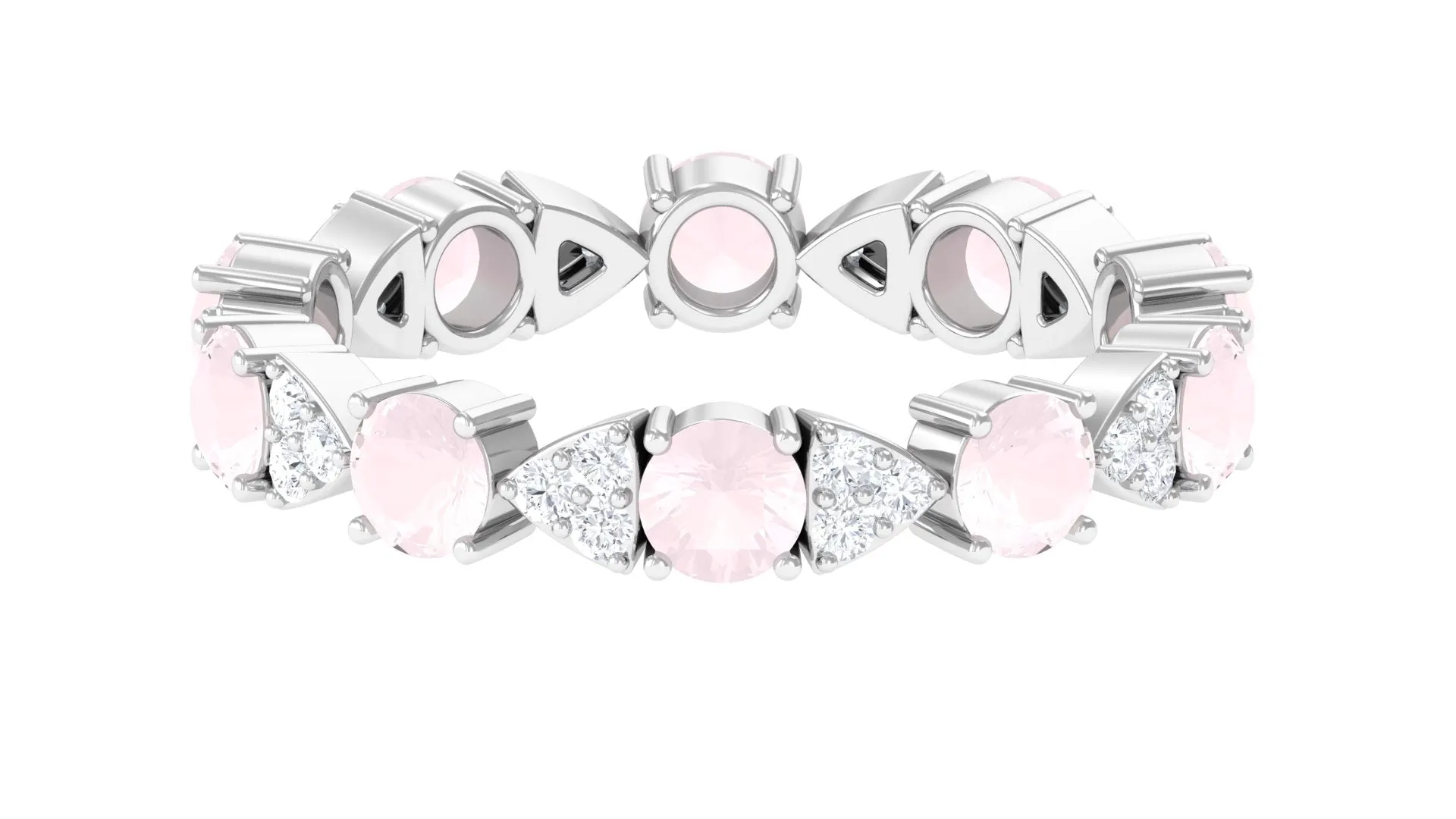 Designer Rose Quartz and Diamond Eternity Ring