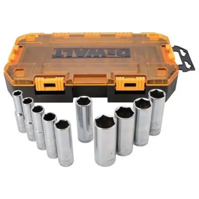 DeWalt® Deep Drive Socket Set, 1/2 in Dr, 6 Point, SAE, Stackable Case, DWMT73814