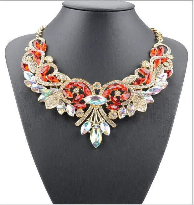 Diamond Alloy Flower Necklace For Women