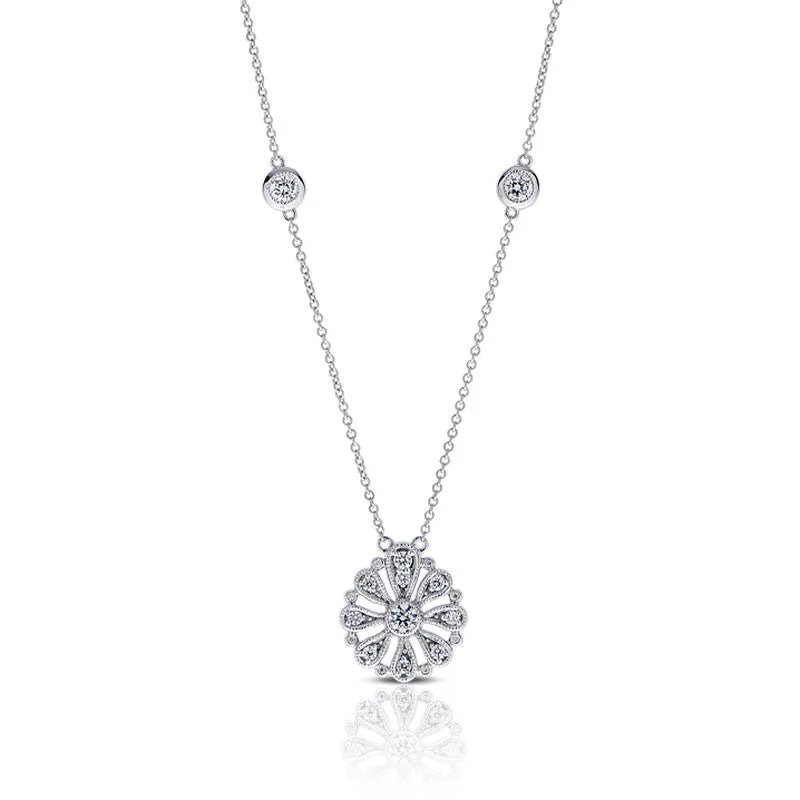 Diamond Floral Circle Necklace