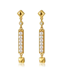 Diamond linked Pearl Earrings