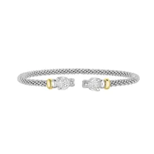 Diamond Panther Cuff Bangle in Sterling Silver & 18K Yellow Gold