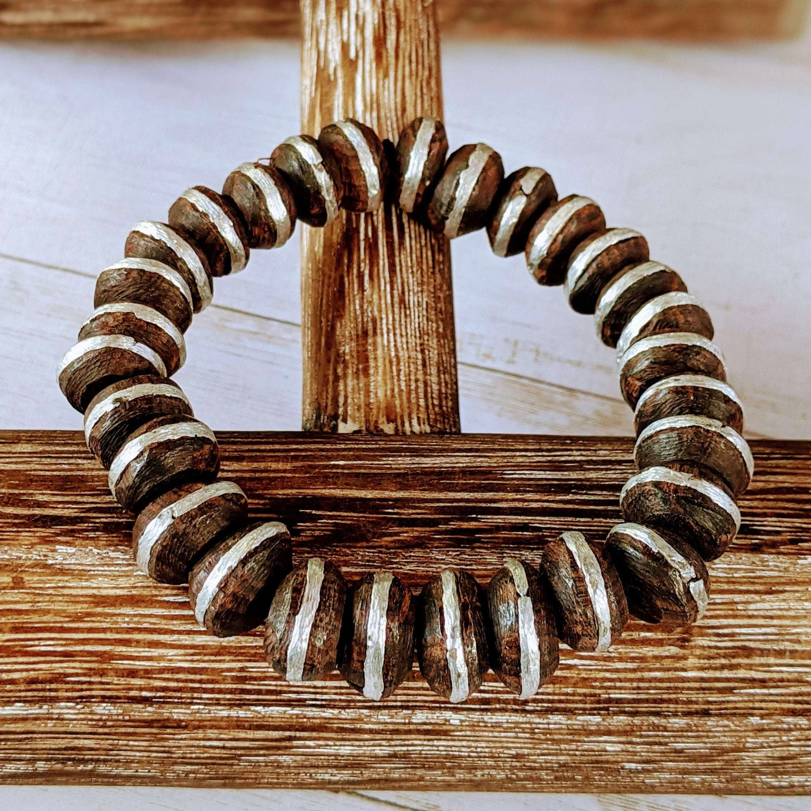 Ebony Wood Bead Stretch bracelet