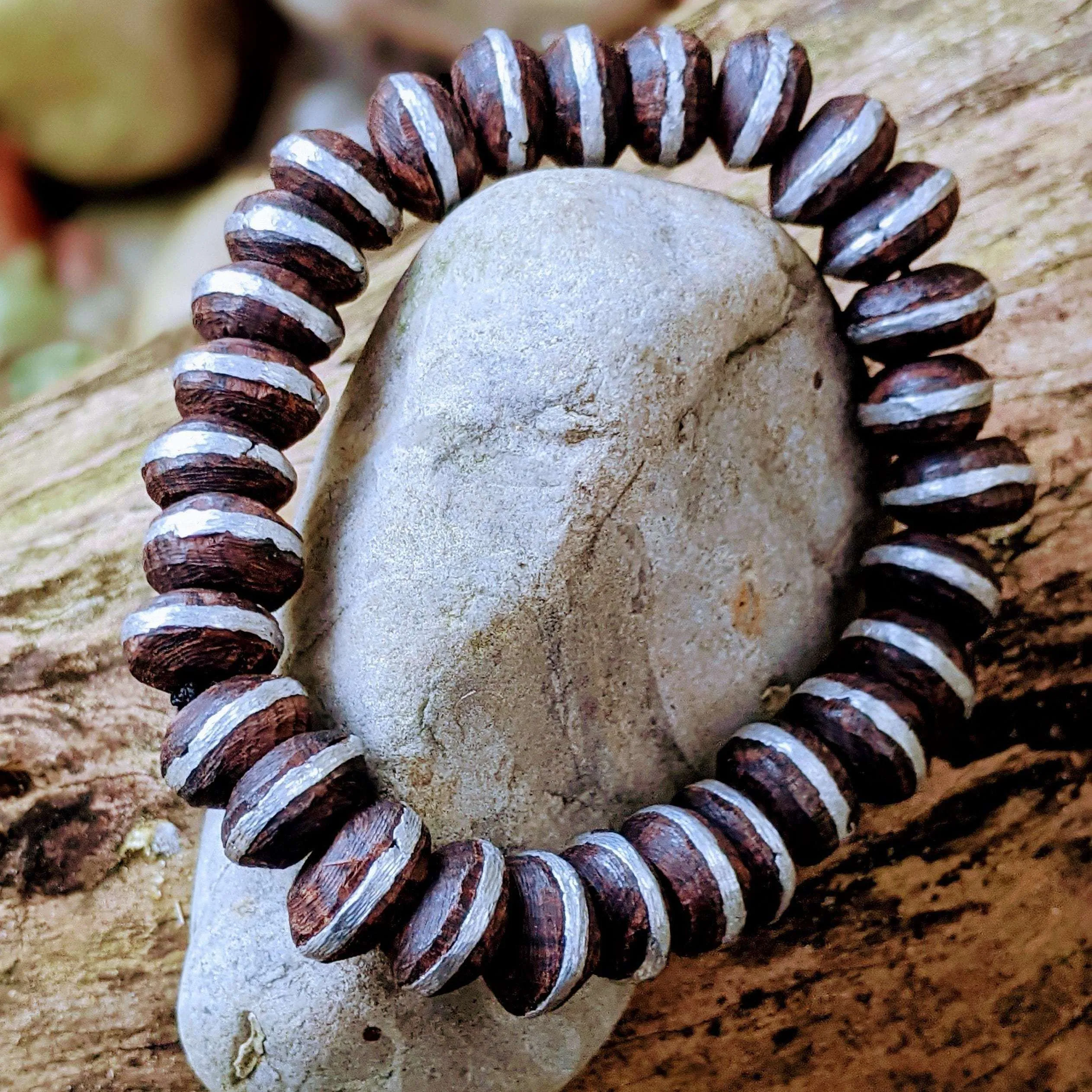 Ebony Wood Bead Stretch bracelet