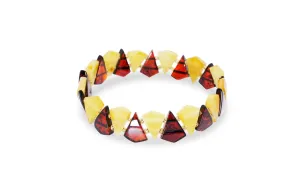 Edgy RAW Cherry and Butterscotch Amber Triangle Bracelet - Unique Amber Jewellery