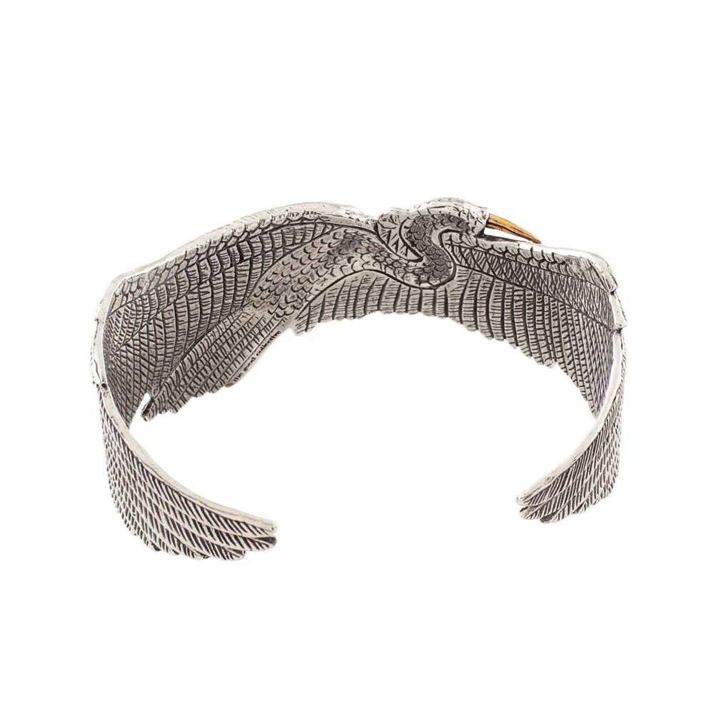 Egret Cuff in Silver with Bronze Accents