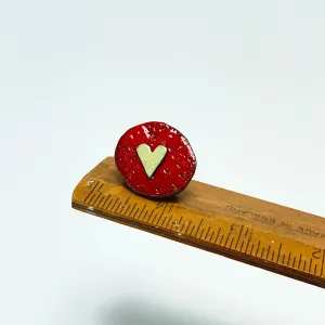 Enamel heart brooch - red / lime