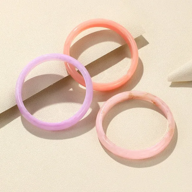 Fakie- the Bakelite Inspired 3 Pc Bangle Bracelet Set 5 Colors