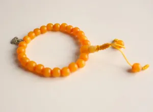 Faux Amber Wrist Mala with Buddha Charm