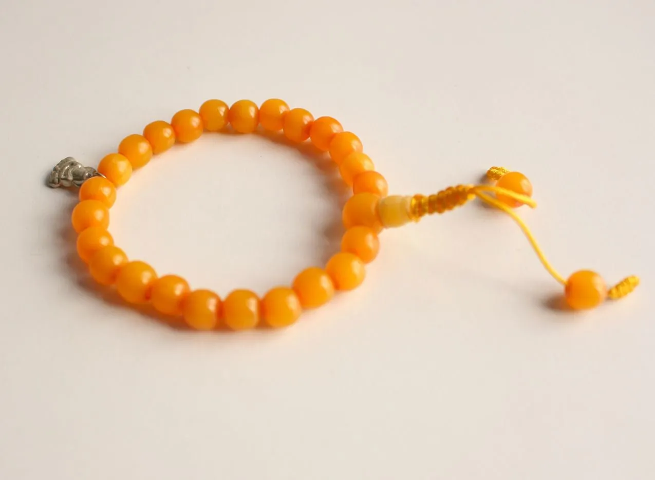 Faux Amber Wrist Mala with Buddha Charm